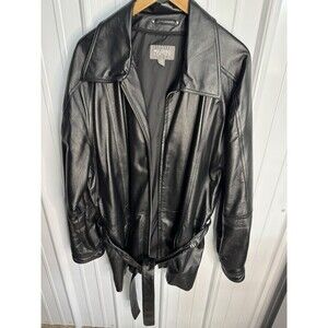 Vintage Wilson’s Black Leather Zip Up Belted Jacket EUC Size XL